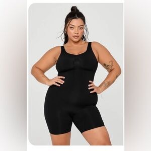 YITTY Black Nearly Naked  Shaping Mid-Thigh Sahpewear Bodysuit 3X 4X